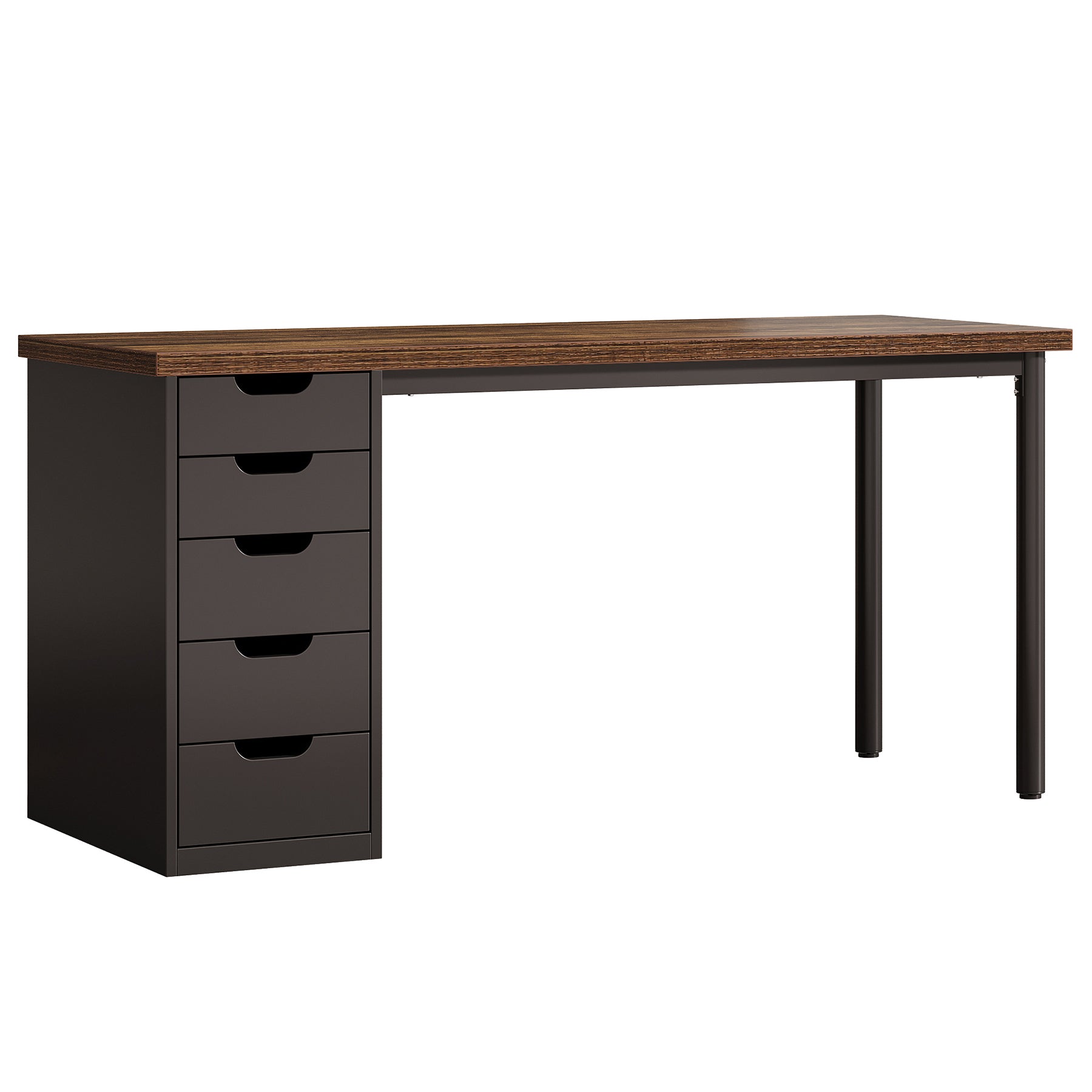 47" Computer Desk with 5 Drawers & Reversible Cabinet, Rustic