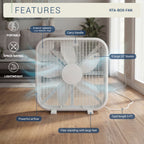 20 Inch Box Fan - 3-Speed Portable Cooling Fan with Carry Handle