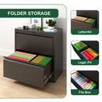 2 Drawer Lateral File Cabinet with Lock - Black