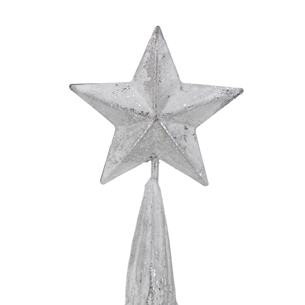 Set of 3 Resin White/Silver Foil Christmas Trees