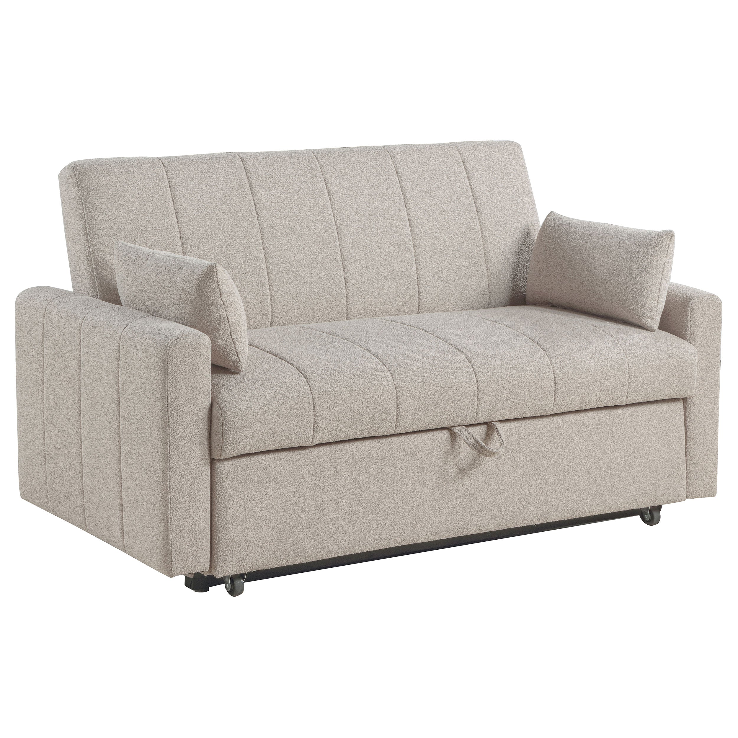 Portland Boucle Upholstered Sleeper Sofa Bed Latte-