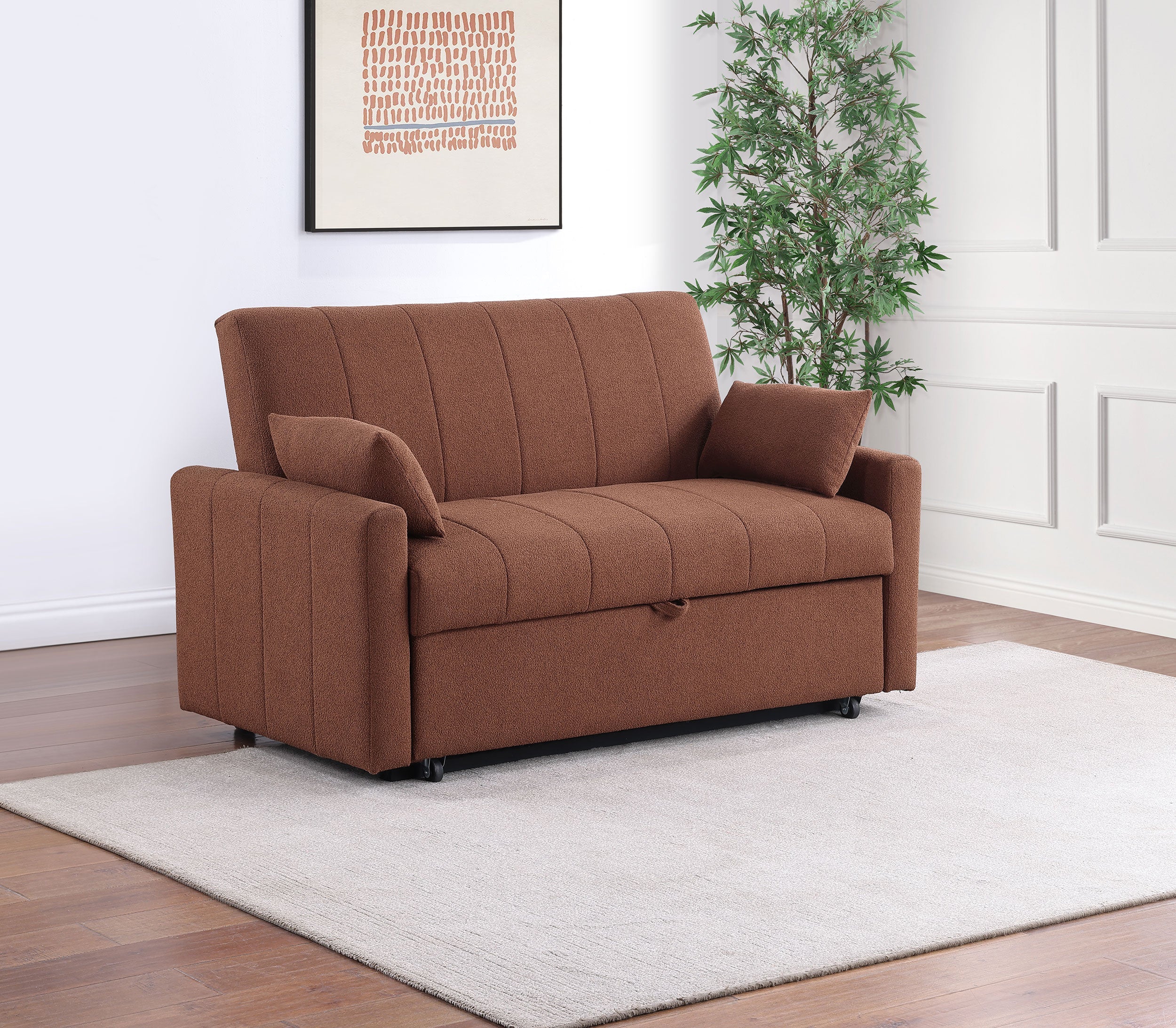 Portland Boucle Upholstered Sleeper Sofa Bed Copper-