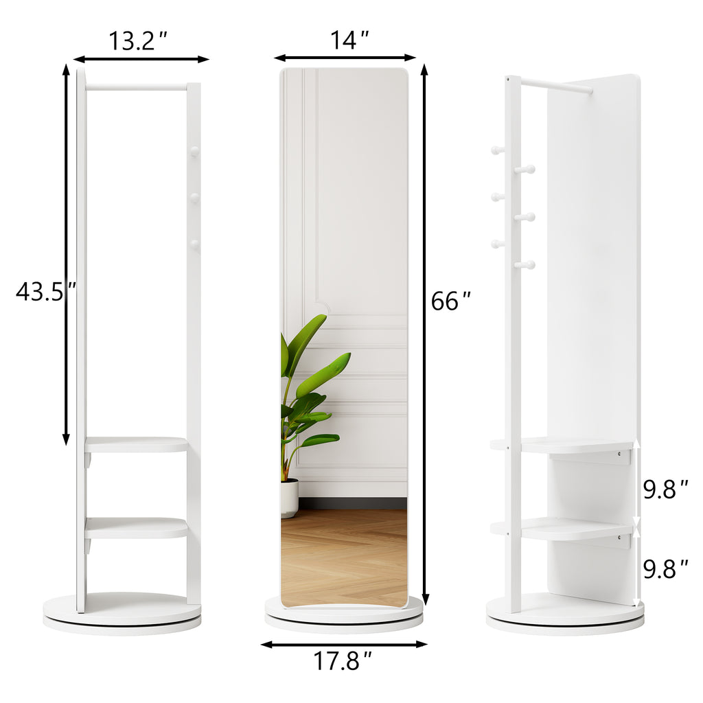 360° Rotating 66" x 17.8" Multifunctional Full Length Mirror