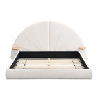Unique Arched Boucle Bed with Small Table, Queen