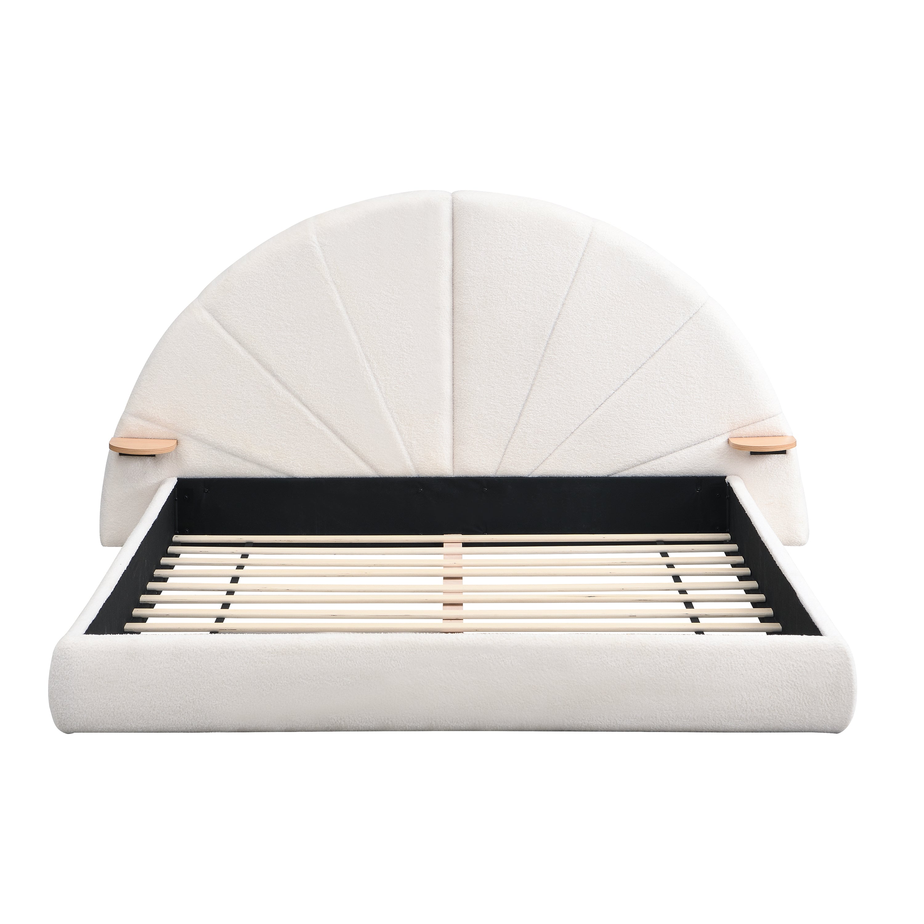 Unique Arched Boucle Bed with Small Table, Queen