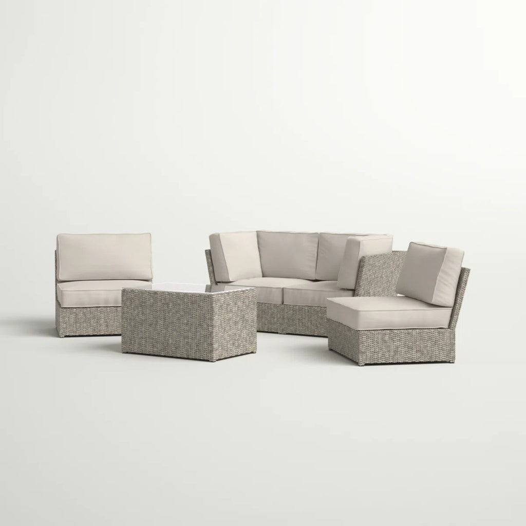 Fully Assembled Wicker Patio Seating Group for 4 with Cushions