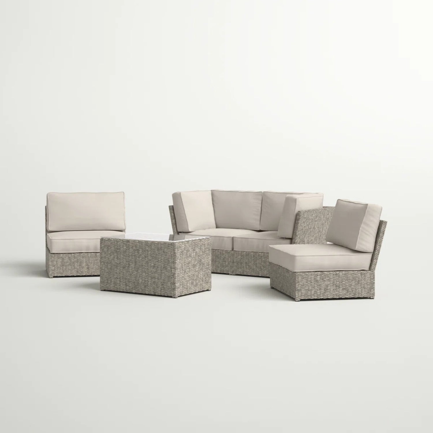 Fully Assembled Wicker Patio Seating Group for 4 with Cushions