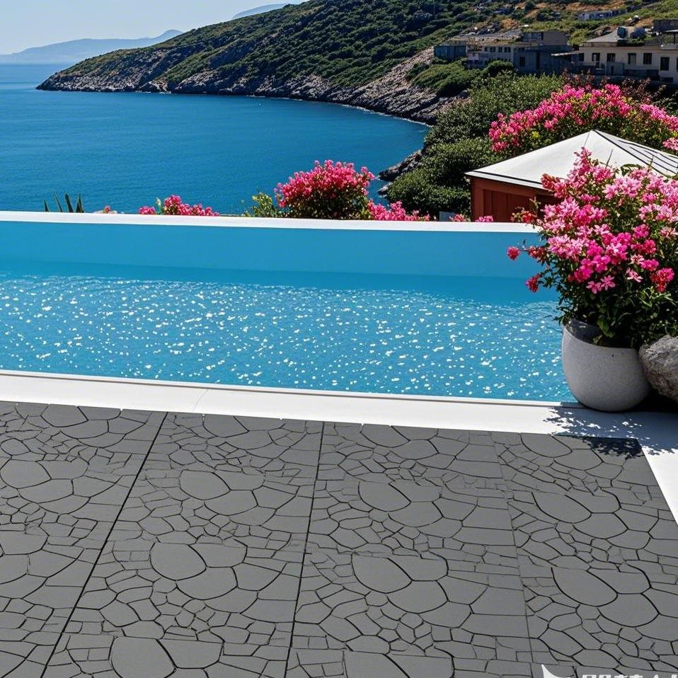 Stone Texture 12" Patio Deck Tiles - Set of 44