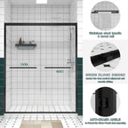56-60"x74" Aluminum Frame Double Sliding Shower Door