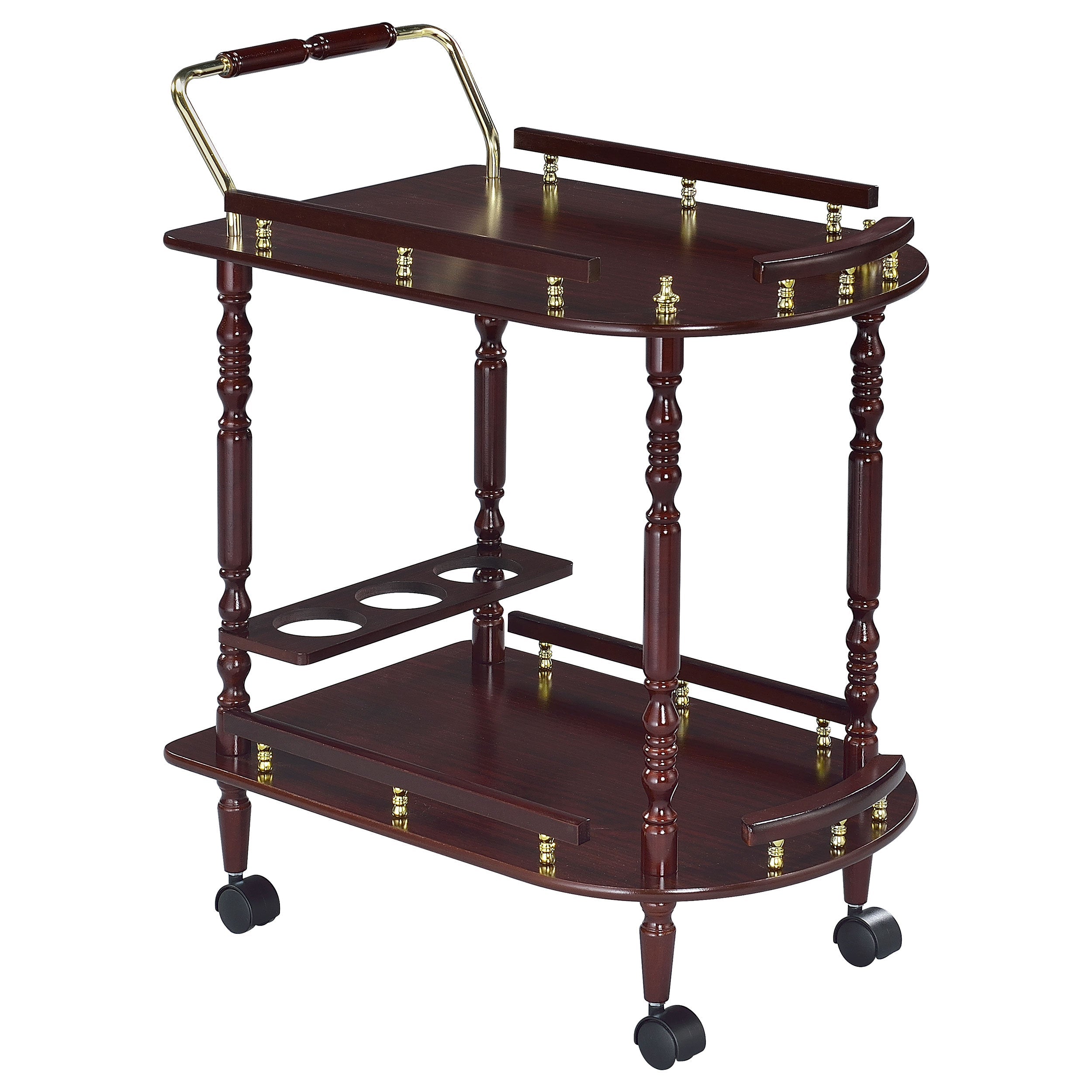 Palmer 2-tier Rectangular Wood Bar Cart Merlot-CoasterEveryday