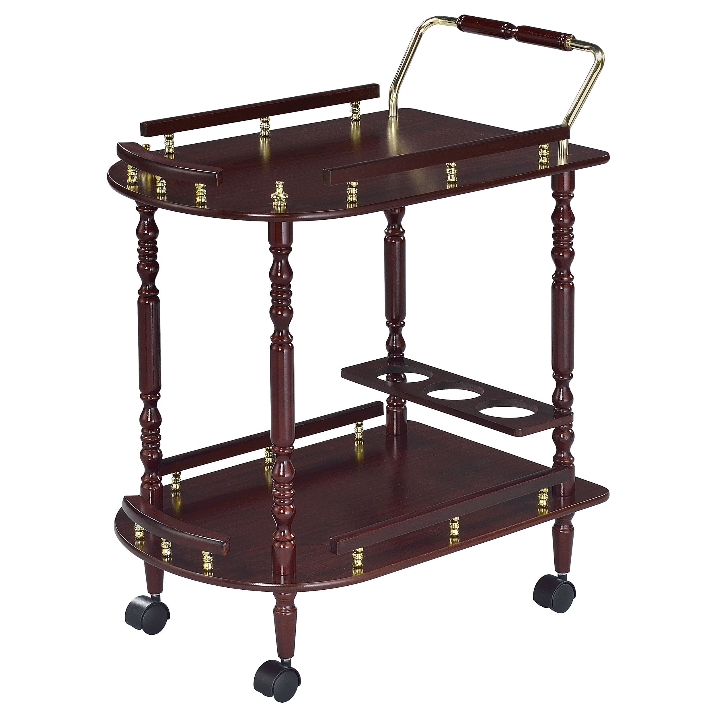 Palmer 2-tier Rectangular Wood Bar Cart Merlot-CoasterEveryday