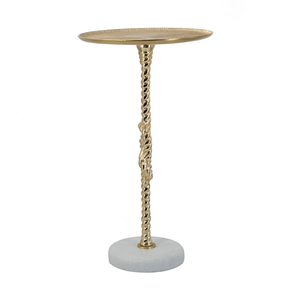 Elegant Round Side Table With Marble Base