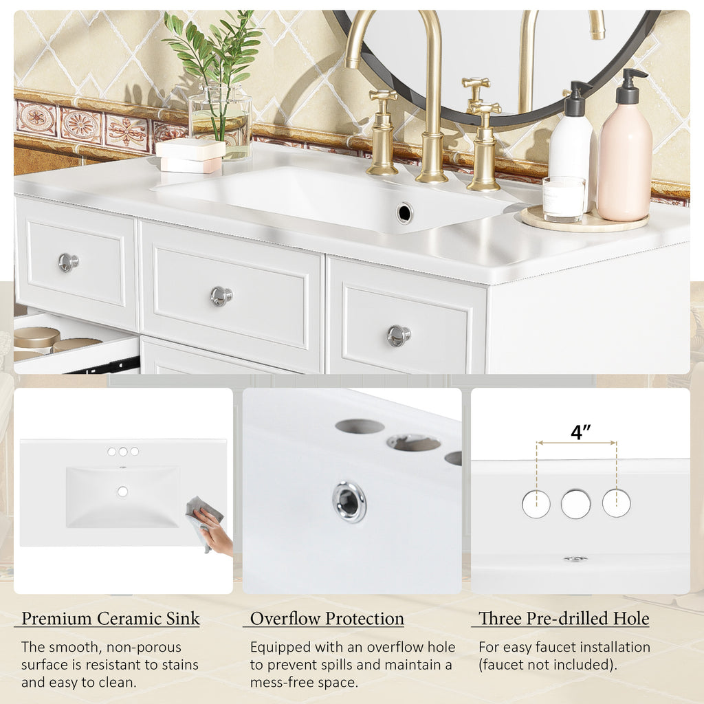 36" Bathroom Vanity with Ceramic Sink