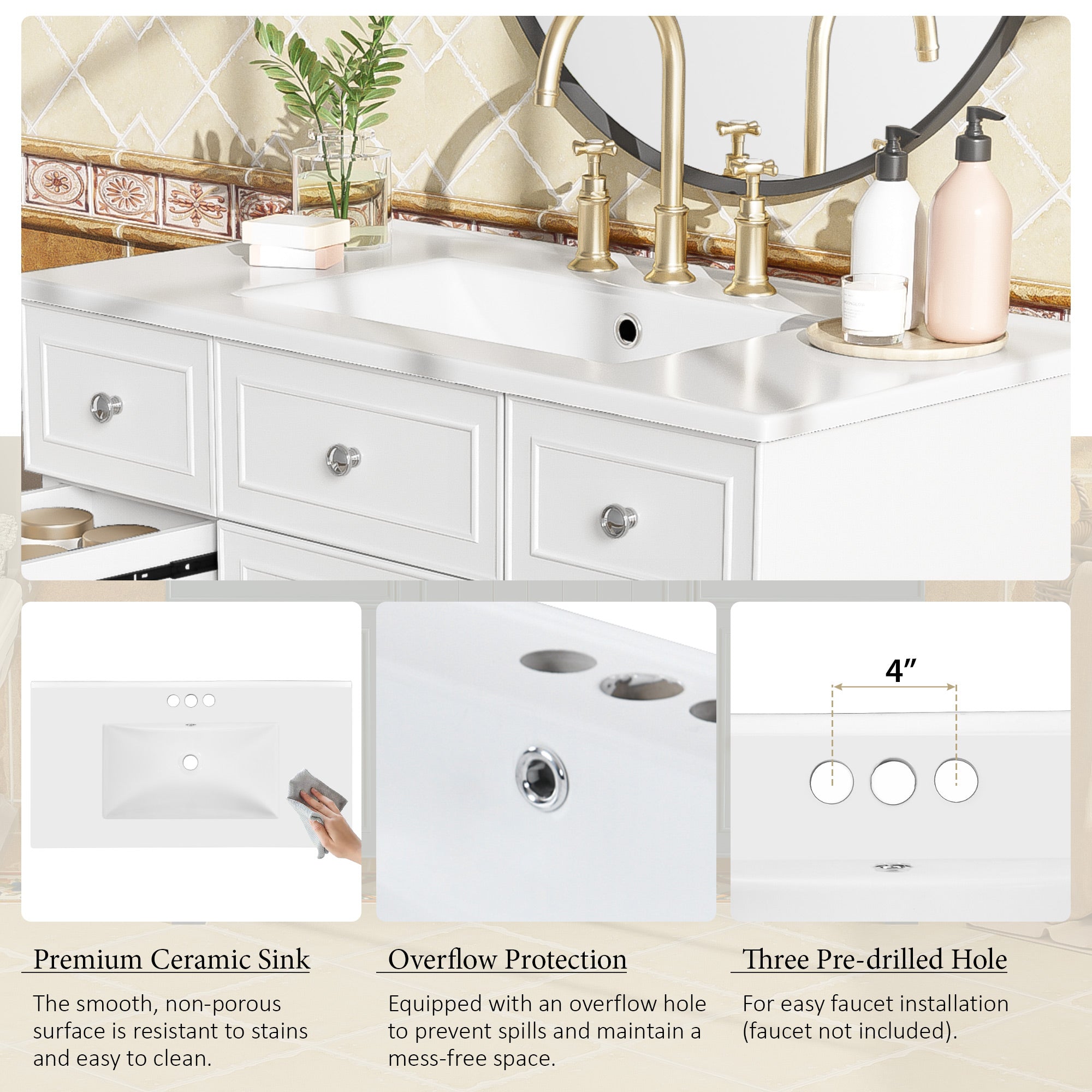 36" Bathroom Vanity with Ceramic Sink