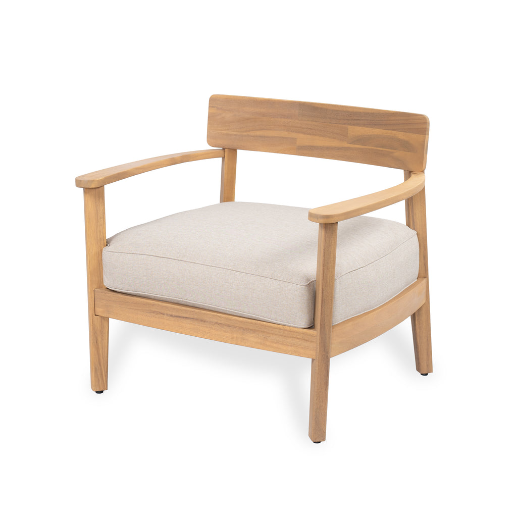 Mallorca Acacia Wood Club Chair With Seat Cushion, Set of 1