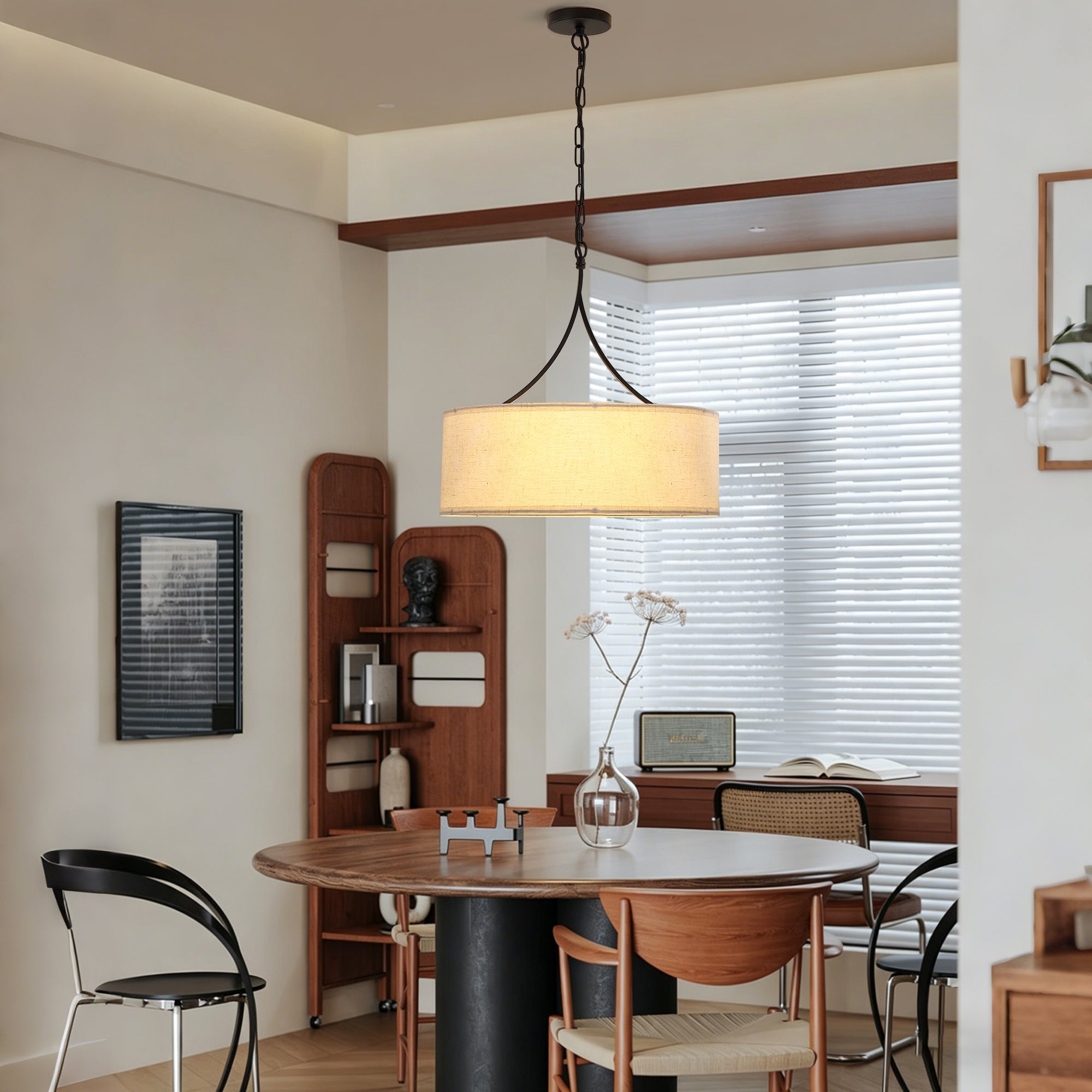 Modern 3-Light Fabric Pendant Light
