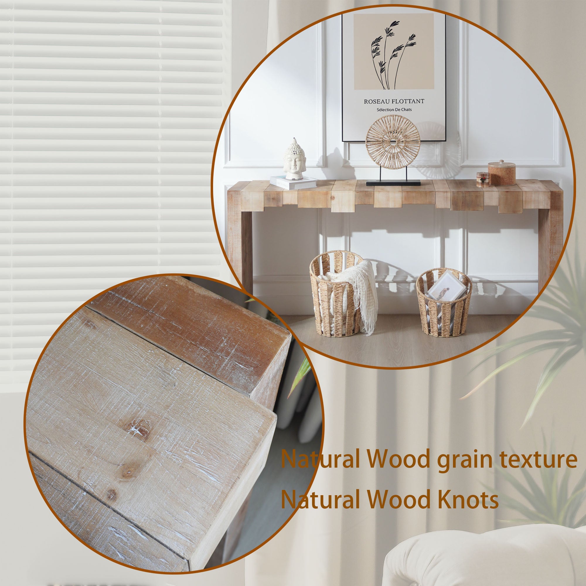 Modern Rustic Console Table - 71" Entryway Table