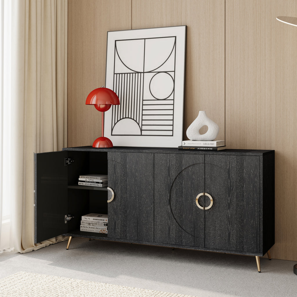 Modern Lacquered 4 Door Wooden Cabinet Sideboard Buffet