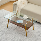 Rectangle Coffee Table with Tempered Glass Tabletop