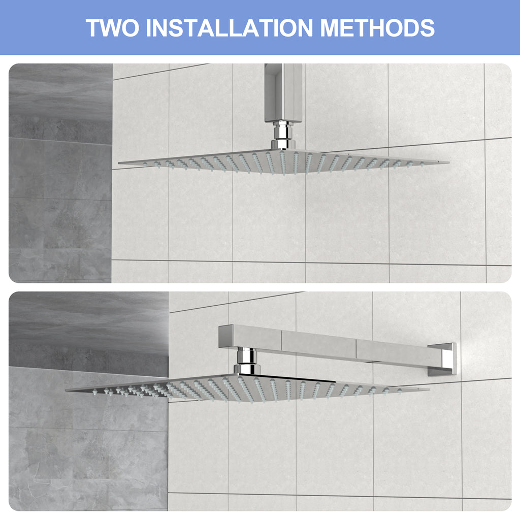 10" Square Rainfall Shower Head, Wall/Ceiling Mounted
