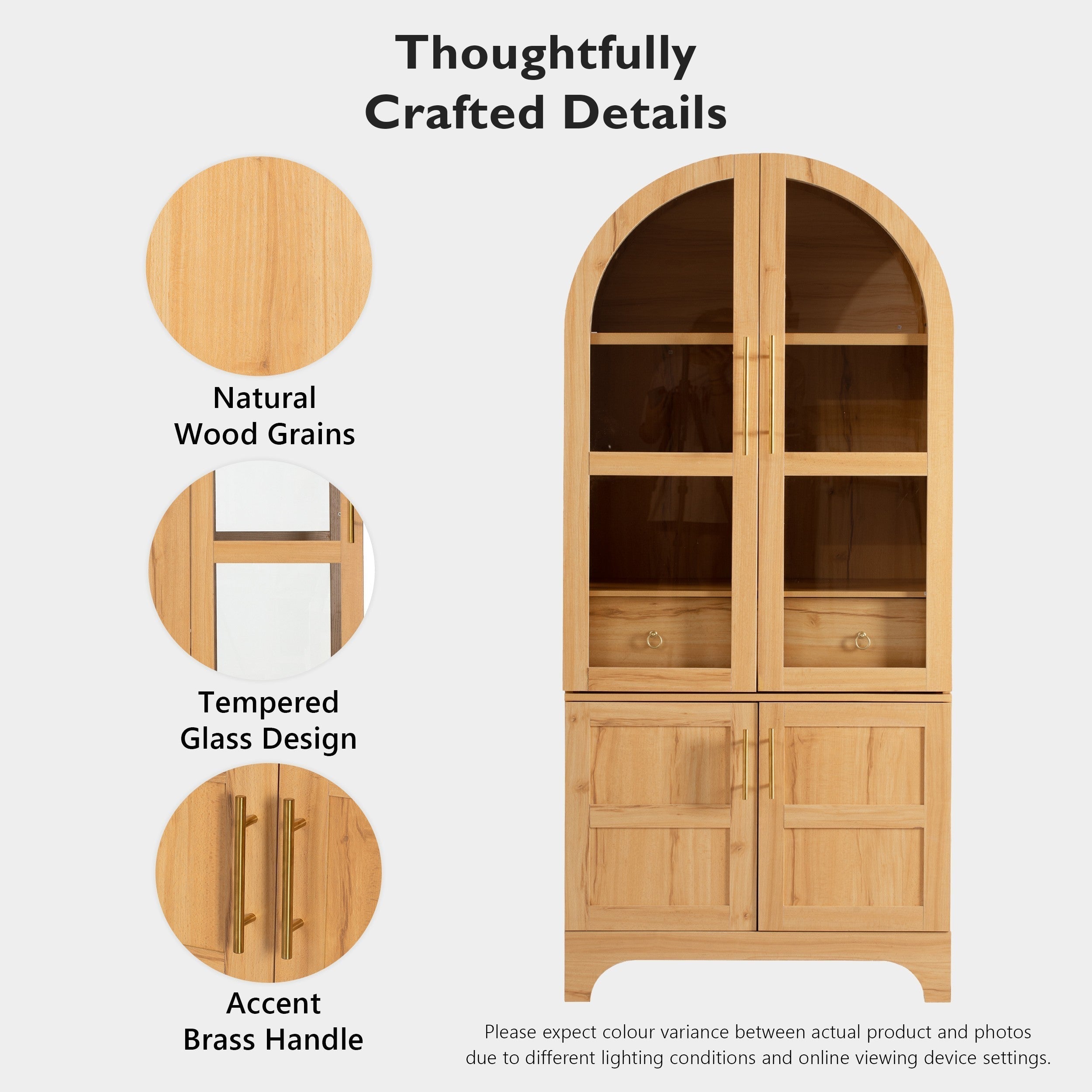 K&K 71' Tall Arched Kitchen Pantry Cabinet with Adjustable Shelves