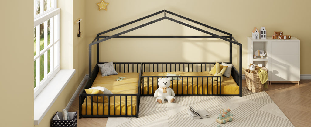 Double Twin Size L-Shaped Montessori Bed