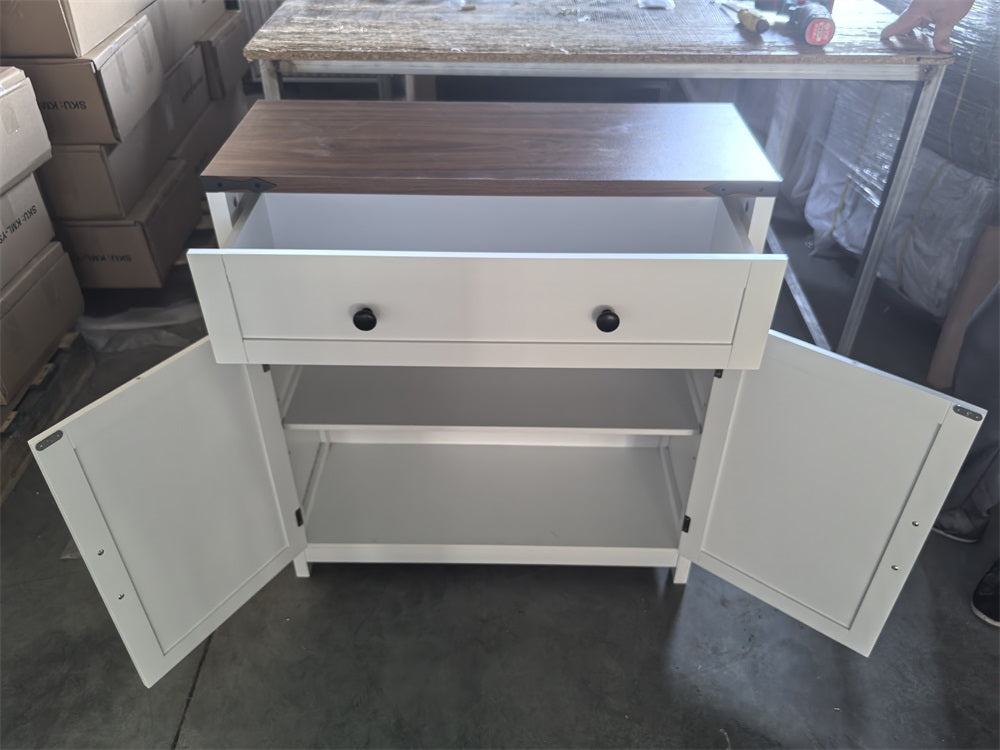 Farmhouse Storage Cabinet with Drawer and Adjustable Shelf