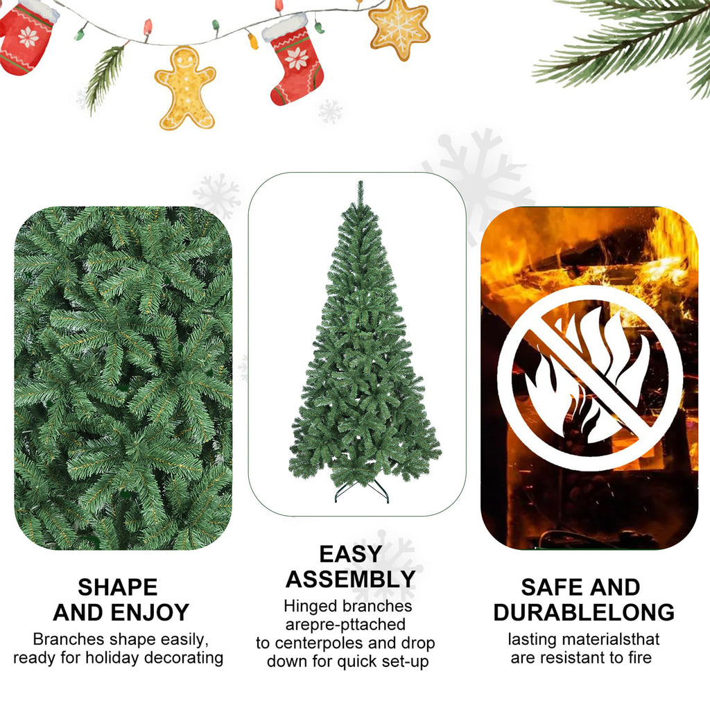 5FT Artificial Christmas Tree with 344 PVC Tips, Hinged Structure & Metal Stand