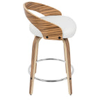 Mid-Century Modern Counter Stool with Swivel in Zebra Wood