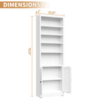 Industrial Metal Bookcase - 71 Inch Tall 5-Tier with Door