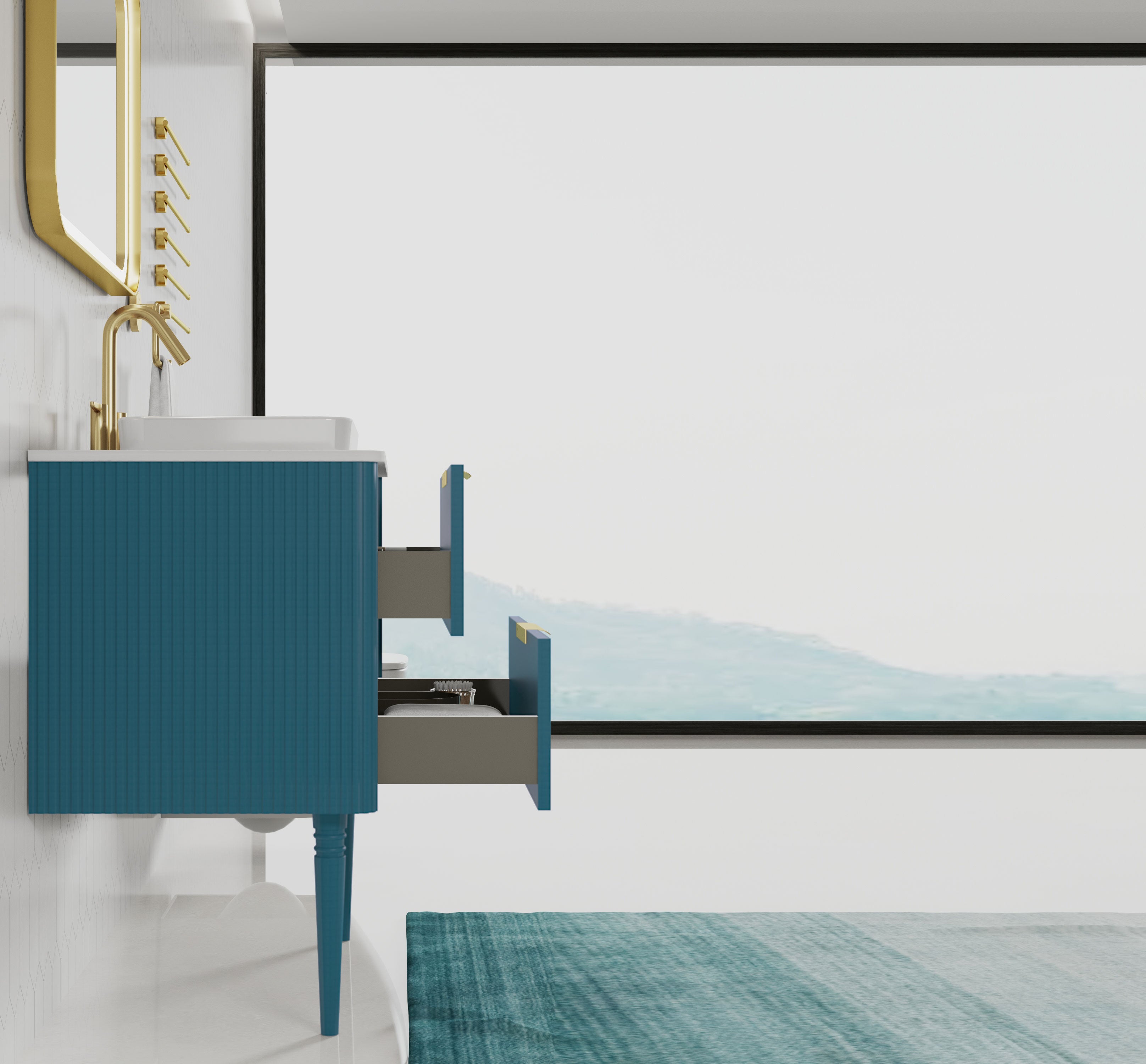 Elena 30" Striped Aquamarine Bathroom Vanity