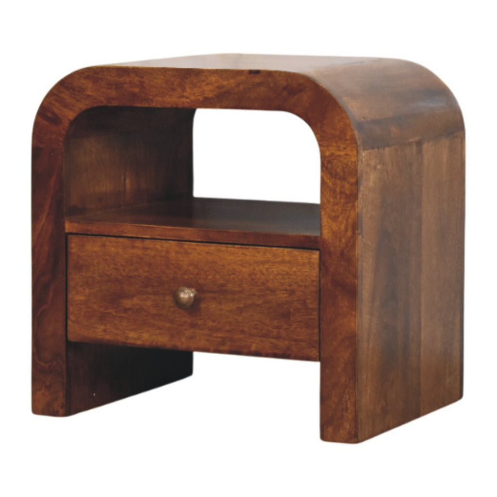 Solid Wood Darcy Nightstand with 1 Drawer and Open Shelf