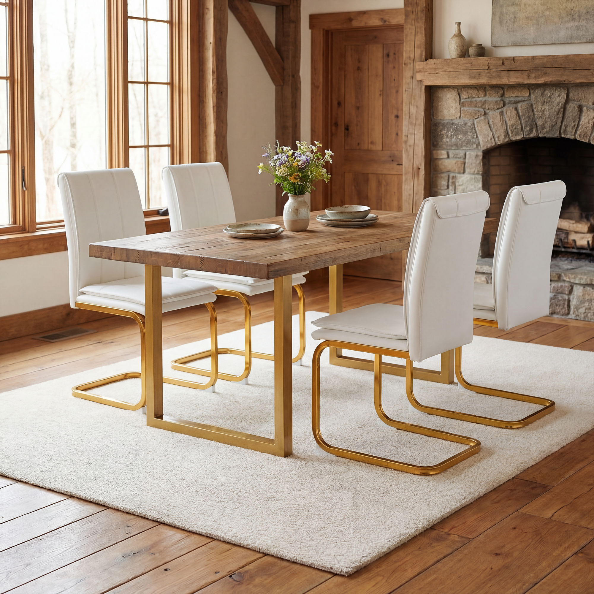 Modern Dining Chairs Set of 4, PU Leather