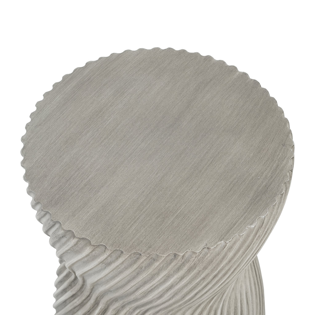 Outdoor MGO Concrete Hourglass Side Table with Spiral Pattern