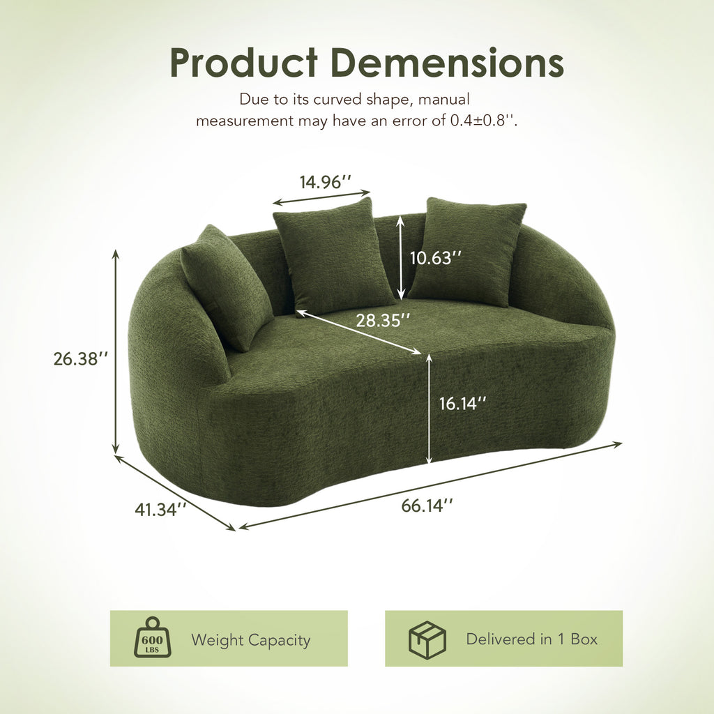 LY-049S Curved Modern Boneless Sofa Loveseat