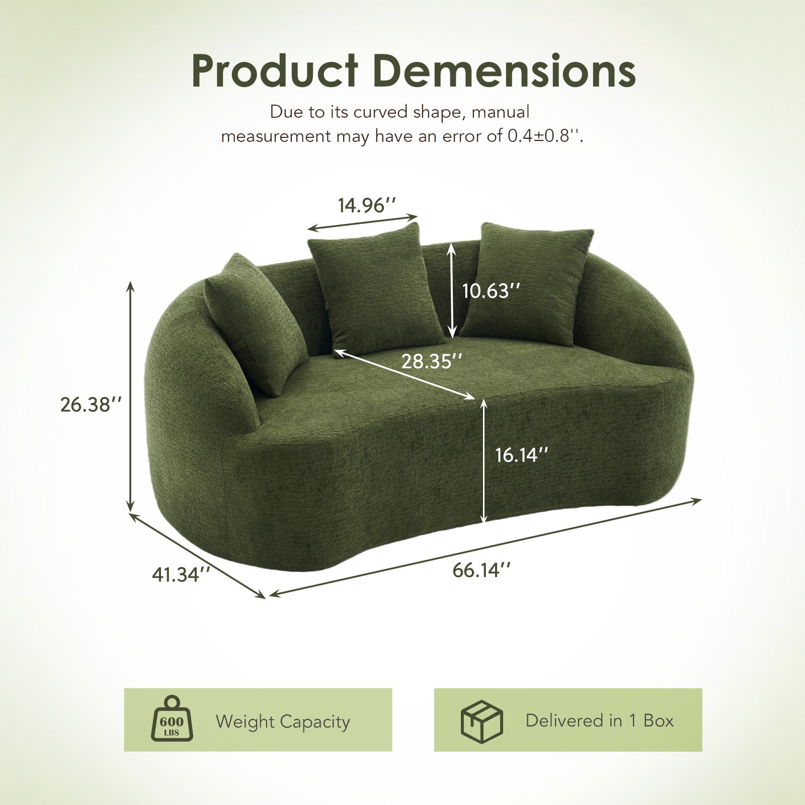 LY-049S Curved Modern Boneless Sofa Loveseat