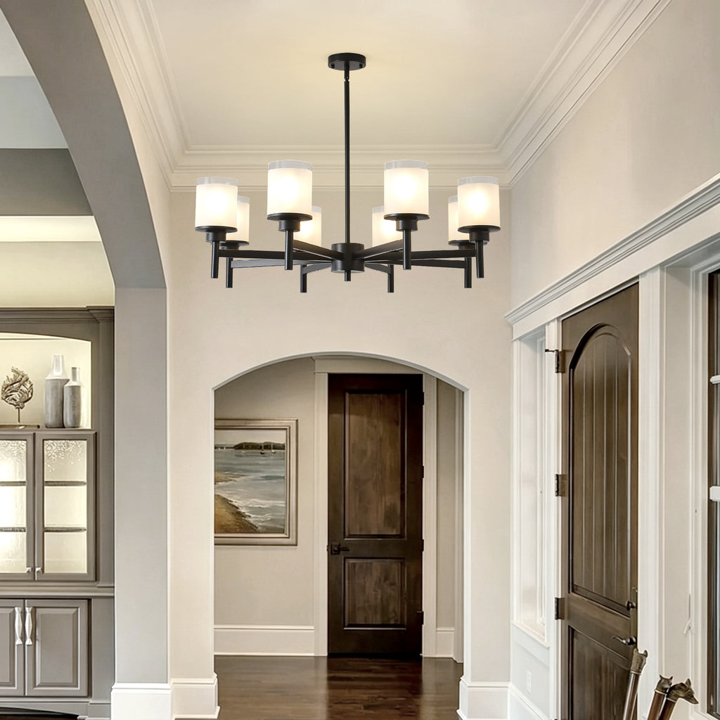 8-Light Frosted Glass Farmhouse Chandelier