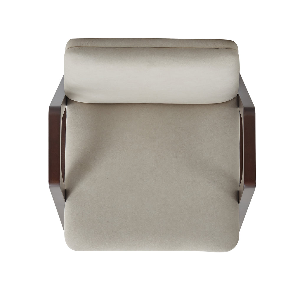 Stella Wood Velvet Armchair in Champagne