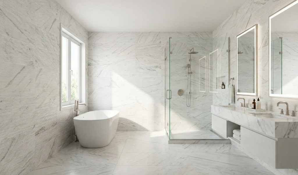 12x24 White Marble Wall Décor