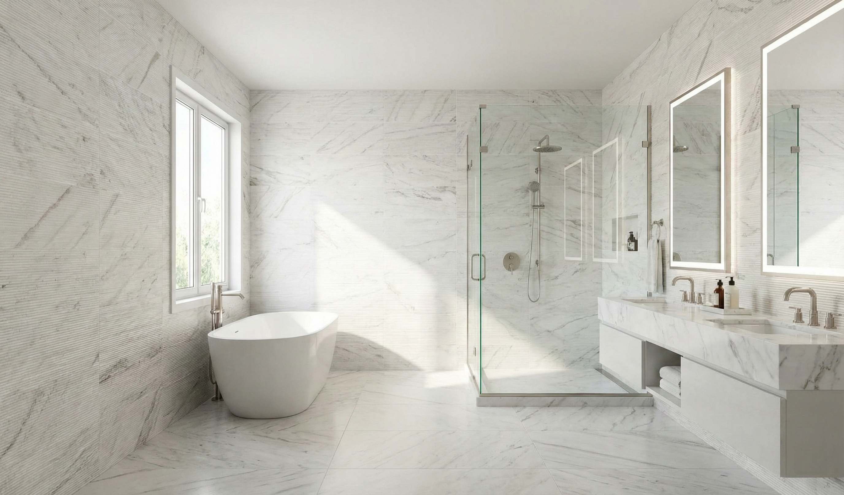 12x24 White Marble Wall Décor