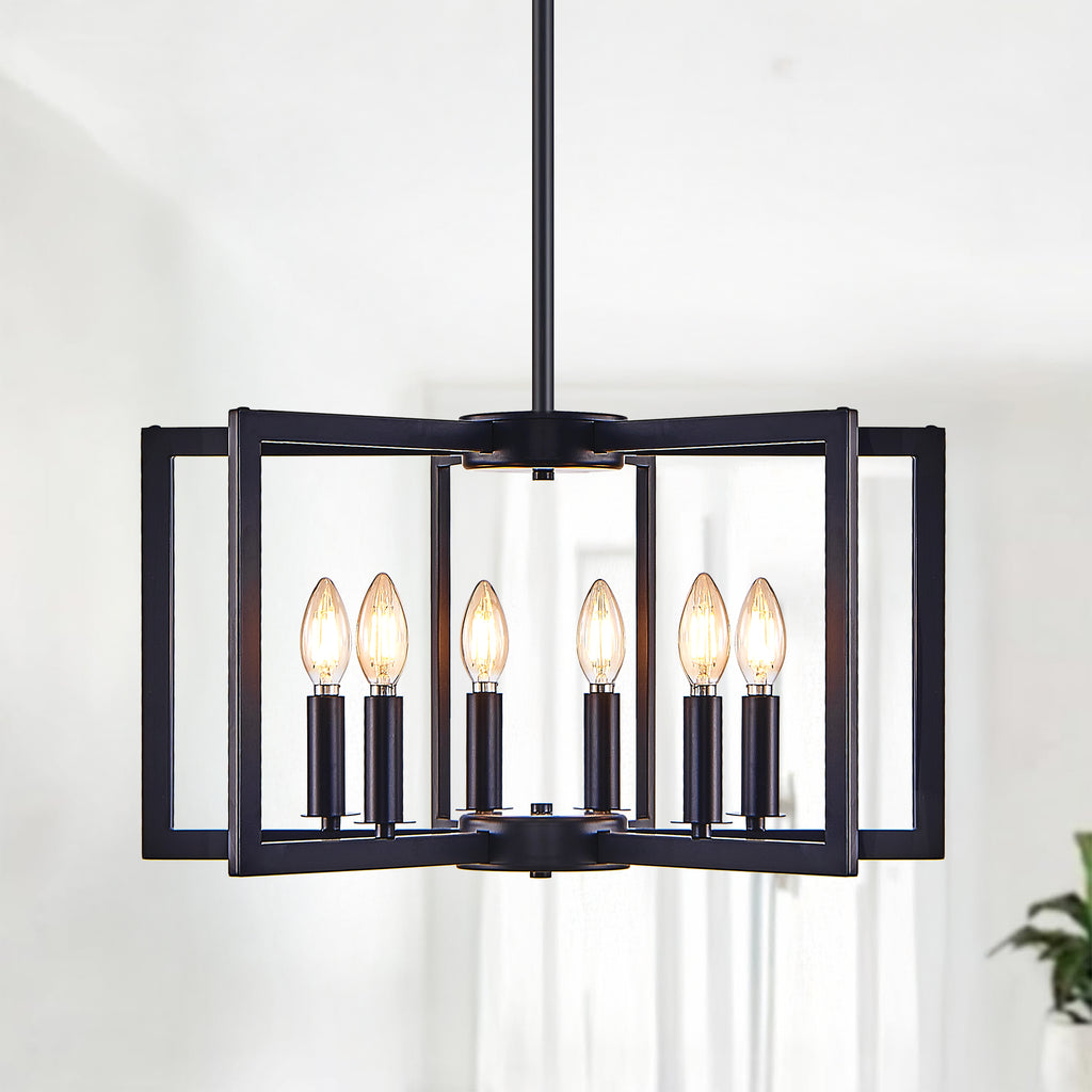 22" Modern Black Geometric Chandelier