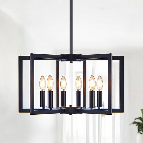 22" Modern Black Geometric Chandelier
