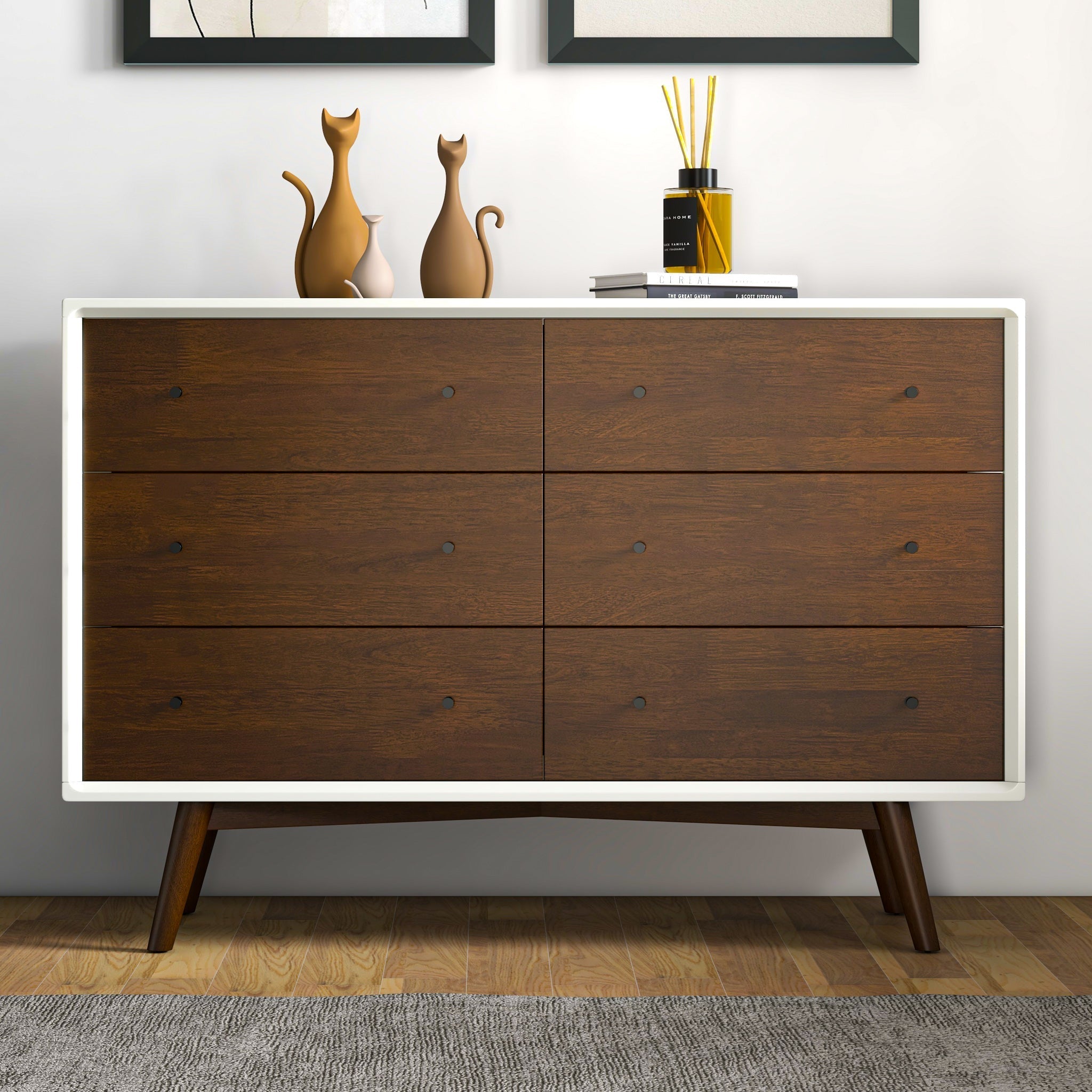 Mid Century Modern White Dresser