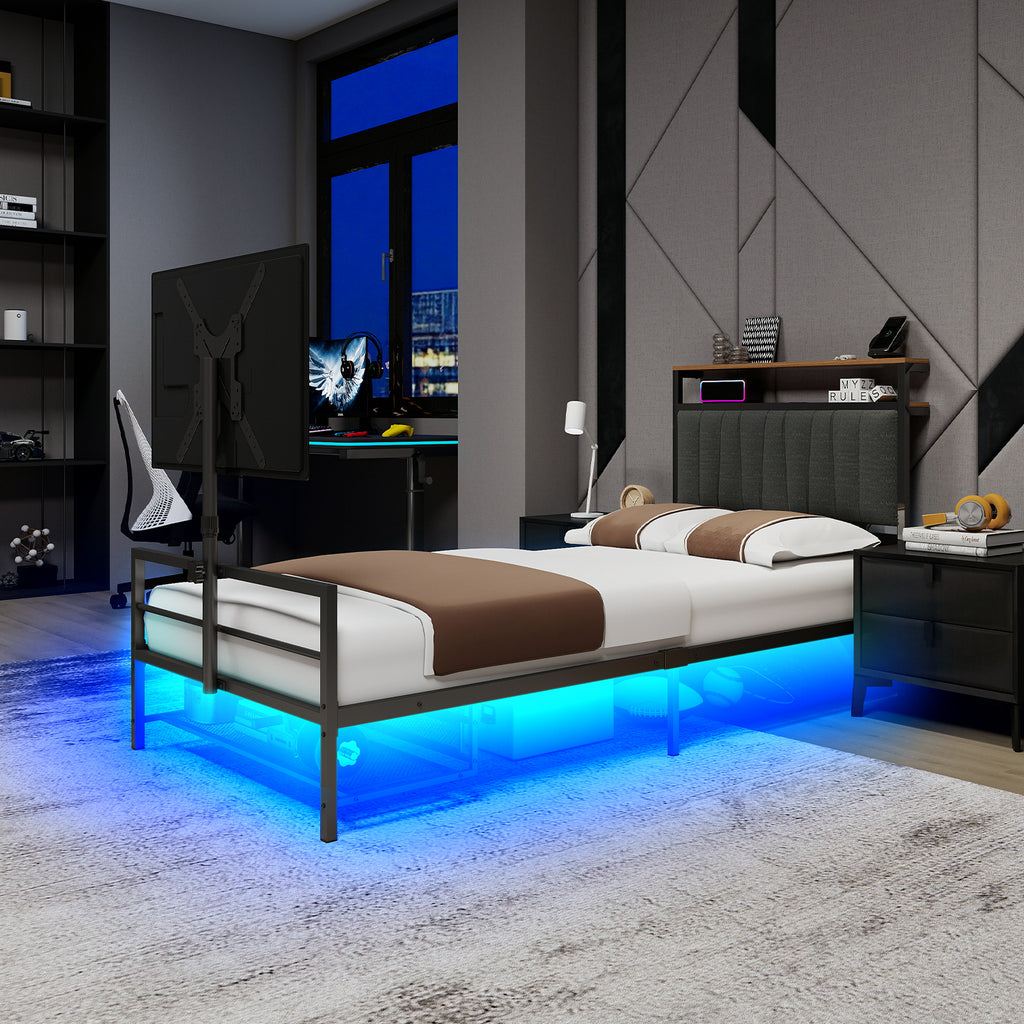 Twin Size Gaming Bed With a Rotating TV Mount