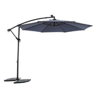 10ft Solar LED Offset Hanging Market Patio Umbrella - Navy Blue