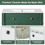 Bathroom Vanity Cabinet with Ceramic Sink Basin - 30 Inch