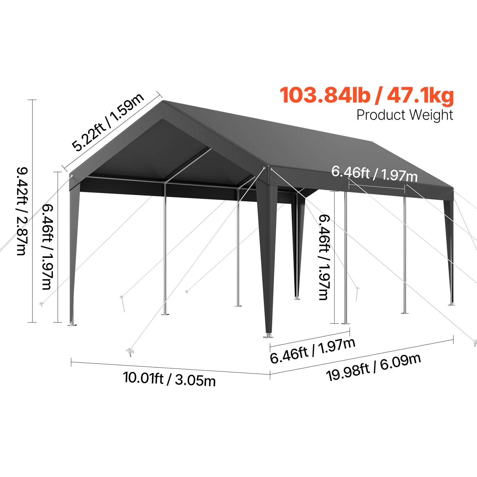 Carport Car Canopy 10 x 20 FT Heavy Duty Portable Car Garage Shelter Tent