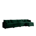 Corduroy Sofa - Modern Upholstered 4 Seater with Footstool