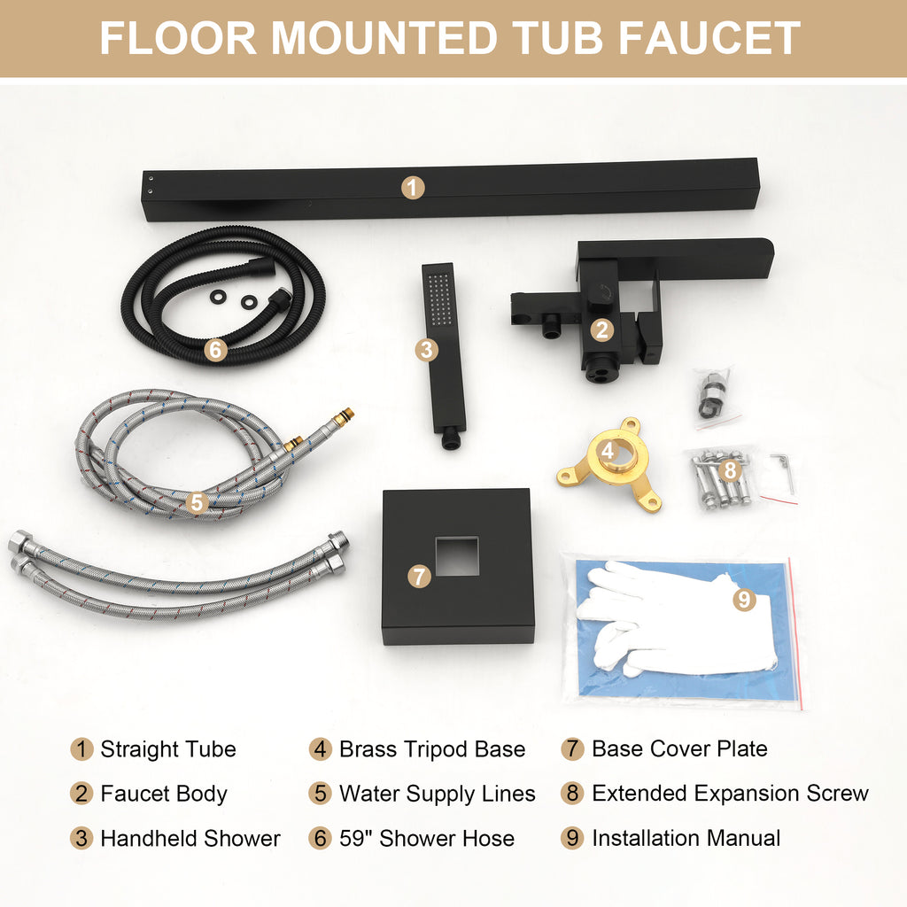 Freestanding Bathtub Faucet Waterfall Tub Filler Matte