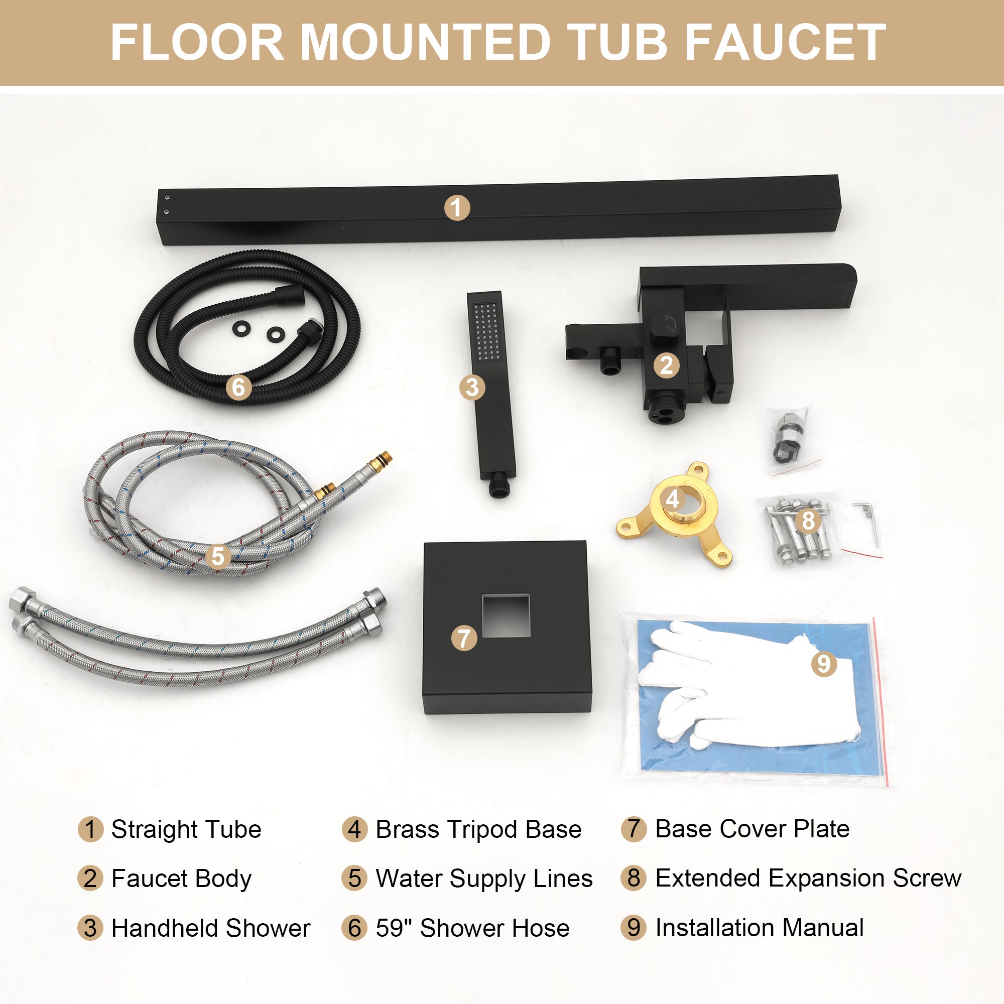 Freestanding Bathtub Faucet Waterfall Tub Filler Matte
